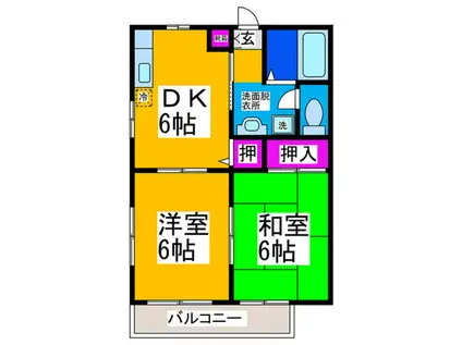 SKエルフィン(2DK/1階)の間取り写真
