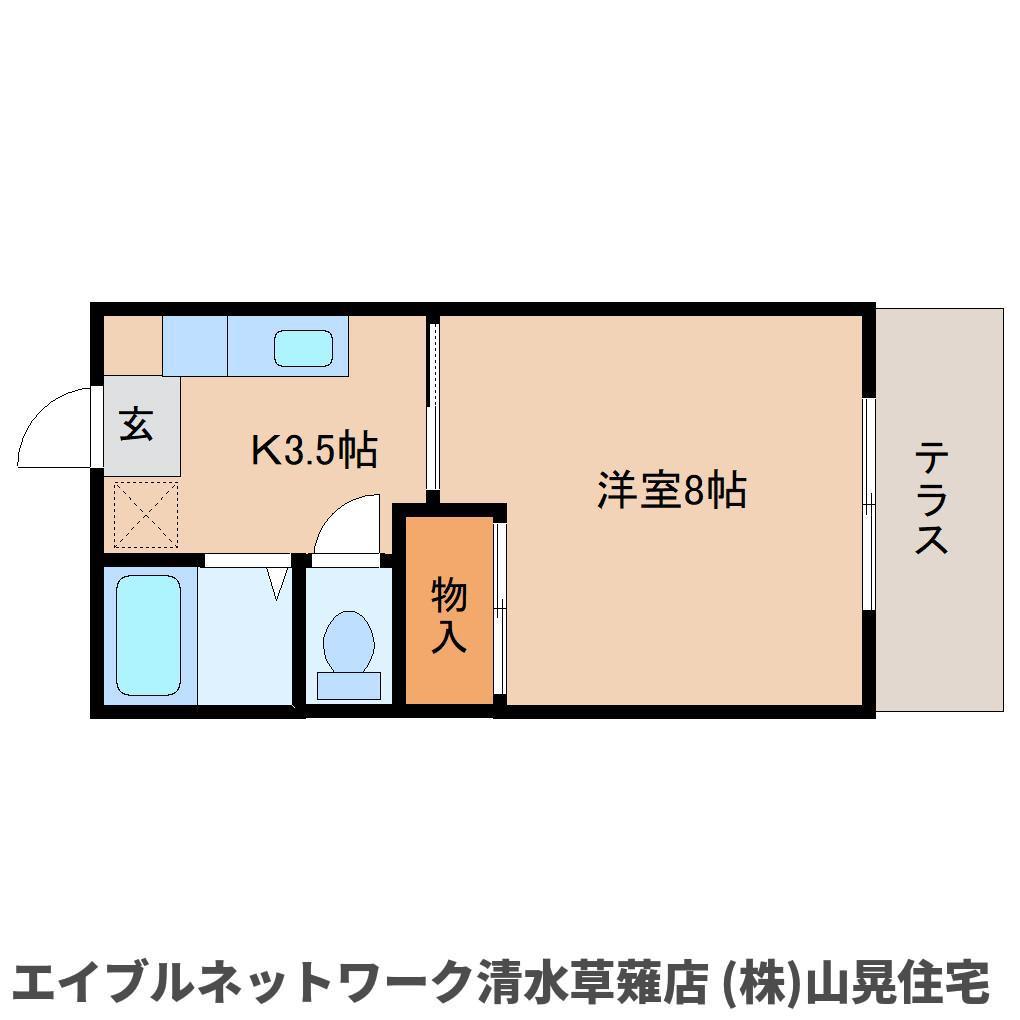 アミスター栗原(1K/1階)の間取り写真