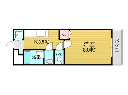 パーシモンフィールド(1K/2階)の間取り写真