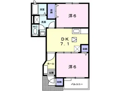 セポージャ徳永I番館(2DK/1階)の間取り写真
