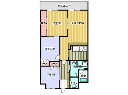 アンピール六ツ門(3LDK/11階)の間取り写真