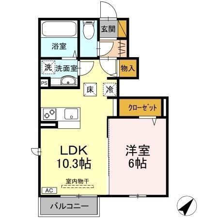 COMFOR(1LDK/1階)の間取り写真