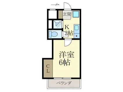 ラヴニール(1K/2階)の間取り写真