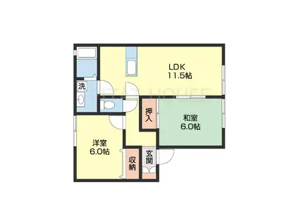 メゾン誠芳(2LDK/1階)の間取り写真