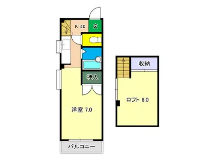 コーポすばる(1K/3階)の間取り写真