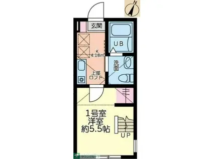 陽だまりテラス緑さがみ野(1K/1階)の間取り写真