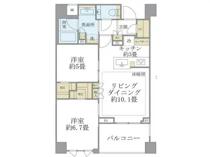 ブリリア目黒大橋(2LDK/7階)の間取り写真