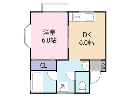 コーポ東逗(1DK/1階)の間取り写真