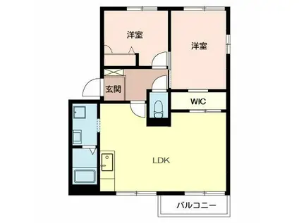 ハイツあすか路2(2LDK/2階)の間取り写真