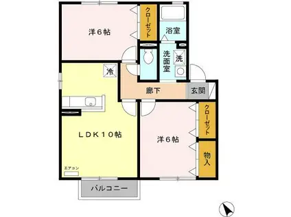 パストラーレB(2LDK/1階)の間取り写真