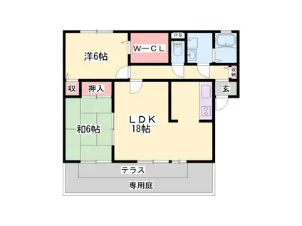 グリーンコート B棟(2LDK/2階)の間取り写真