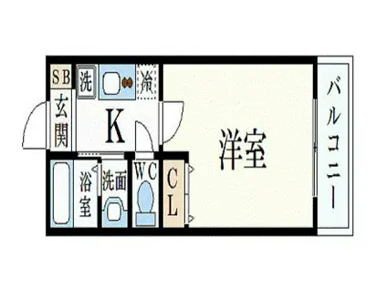 レジディア三宮東(1K/5階)の間取り写真