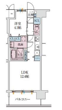 スプランディッド梅田グランノース(1LDK/6階)の間取り写真