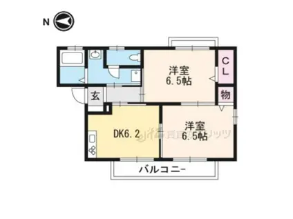 ディアス西真上C(2DK/1階)の間取り写真