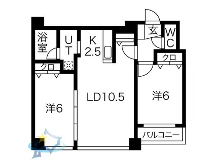 ノヴァクリスタル(2LDK/8階)の間取り写真