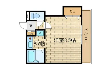 須磨浦SKYハイツ(1K/2階)の間取り写真