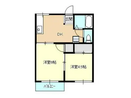 サニーハイツ城山(2DK/2階)の間取り写真