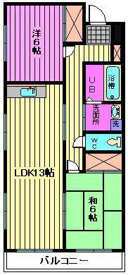 アイリスビル(2LDK/3階)の間取り写真