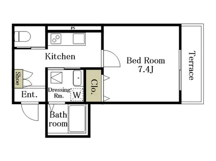 MODEST東(1K/1階)の間取り写真