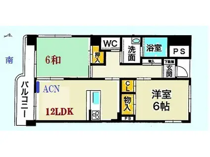 CASAベラヴィスタ福田(2LDK/4階)の間取り写真