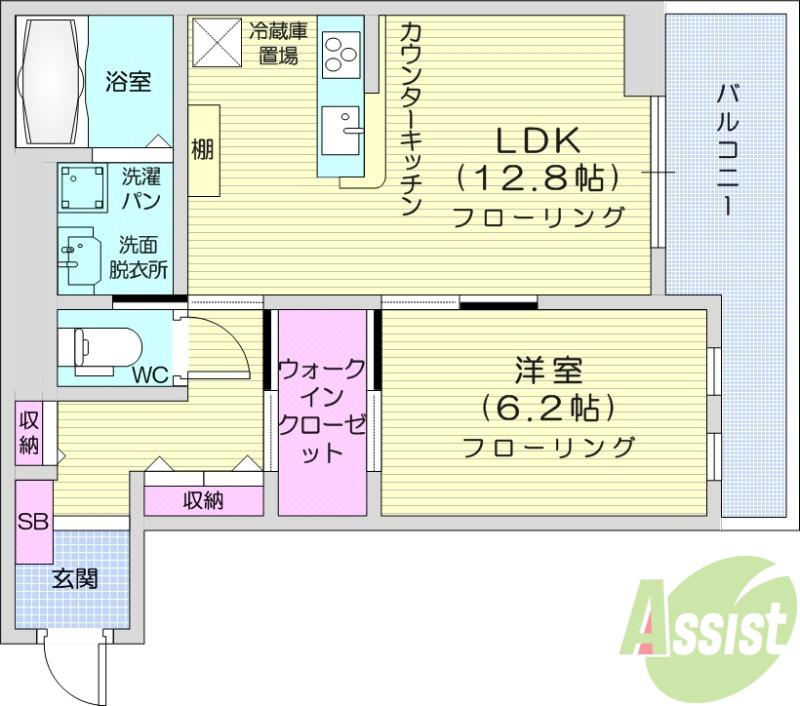 CAMELOTイースト(1LDK/2階)の間取り写真