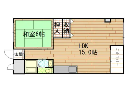 鹿児島県供給公社ビル(1LDK/15階)の間取り写真