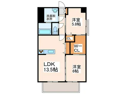A REST新町(2LDK/7階)の間取り写真