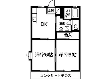 ルーブルハウスB(2DK/1階)の間取り写真