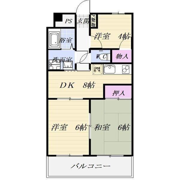 ロイヤルメゾンHAMADA(3DK/7階)の間取り写真