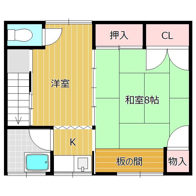 大橋アパート(2K/2階)の間取り写真