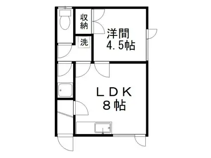 みやマンション(1LDK/2階)の間取り写真