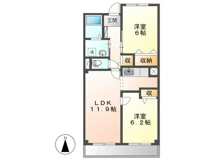 アヴェニール(2LDK/2階)の間取り写真