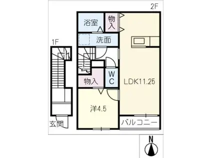 リーブルファイン那加南栄町(2LDK/2階)の間取り写真