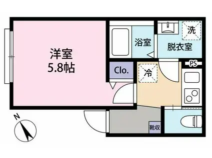 下野谷町アパート(1K/3階)の間取り写真