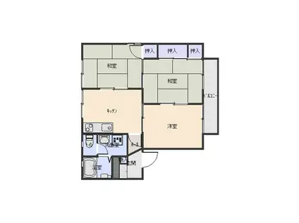 ルーエハイム(3DK/1階)の間取り写真