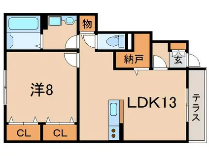 プロヴァンス瀬田(1LDK/1階)の間取り写真