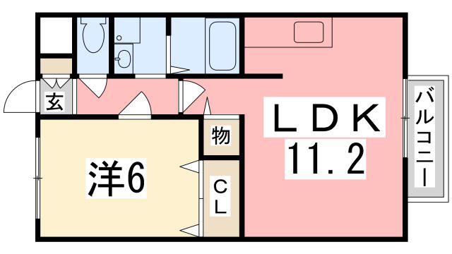 イーグレットハウスB棟(1LDK/2階)の間取り写真