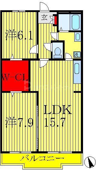 栗林クレス(2LDK/2階)の間取り写真