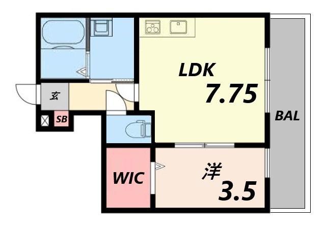 コンフォート大谷(1LDK/1階)の間取り写真