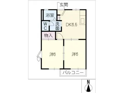 コーポ神明西(2DK/1階)の間取り写真