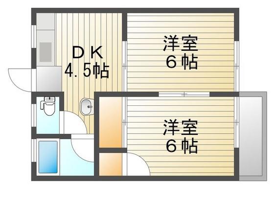 浮田コーポ(2DK/2階)の間取り写真