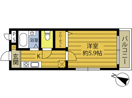 高砂ハイツIII(1K/2階)の間取り写真