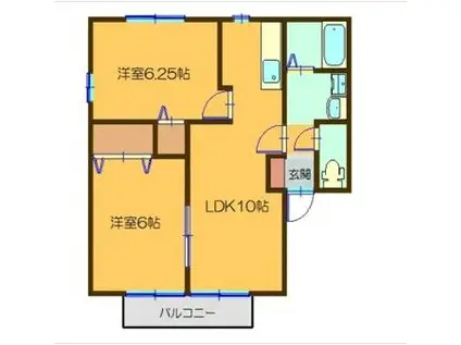プレミールI(2LDK/2階)の間取り写真