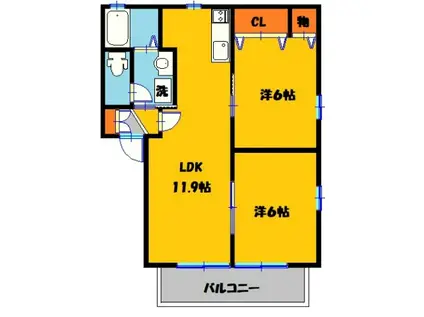 パークサイドウエノ B(2LDK/2階)の間取り写真