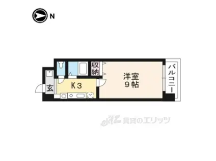 パサージュ二条城東(1K/5階)の間取り写真