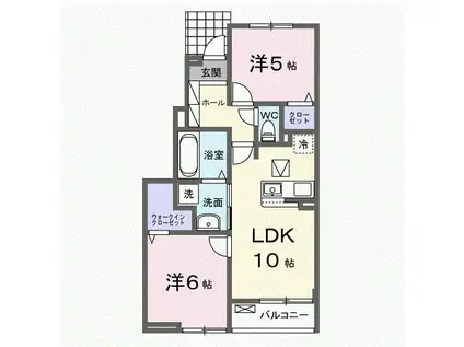 ラ・ブリーゼ 小山喜沢(2LDK/1階)の間取り写真
