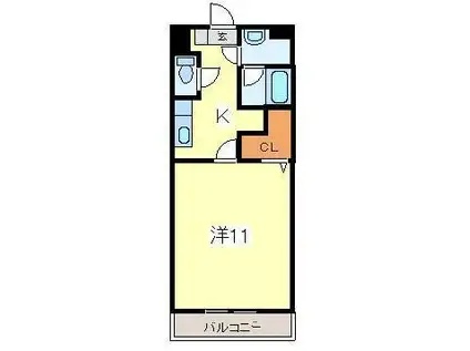 アイポート西棟(1K/1階)の間取り写真