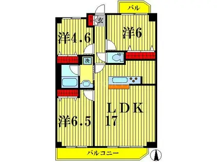 アンクレージュ(3LDK/2階)の間取り写真