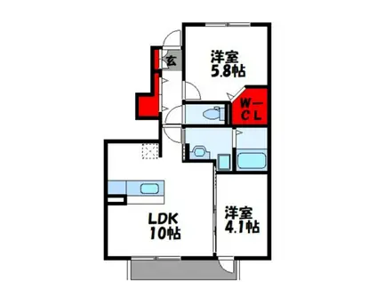 D-ROOM上須恵(2LDK/1階)の間取り写真