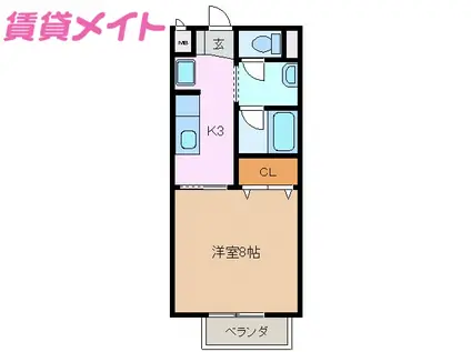 SURPLUSONE銀河B(1K/2階)の間取り写真